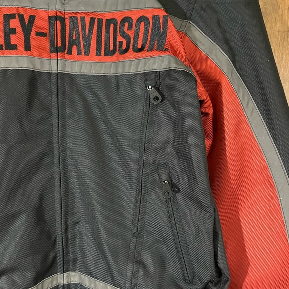 Mens Harley Davidson Riding Jacket Orange Black size Medium Motorcycles Bikers - Picture 6 of 16